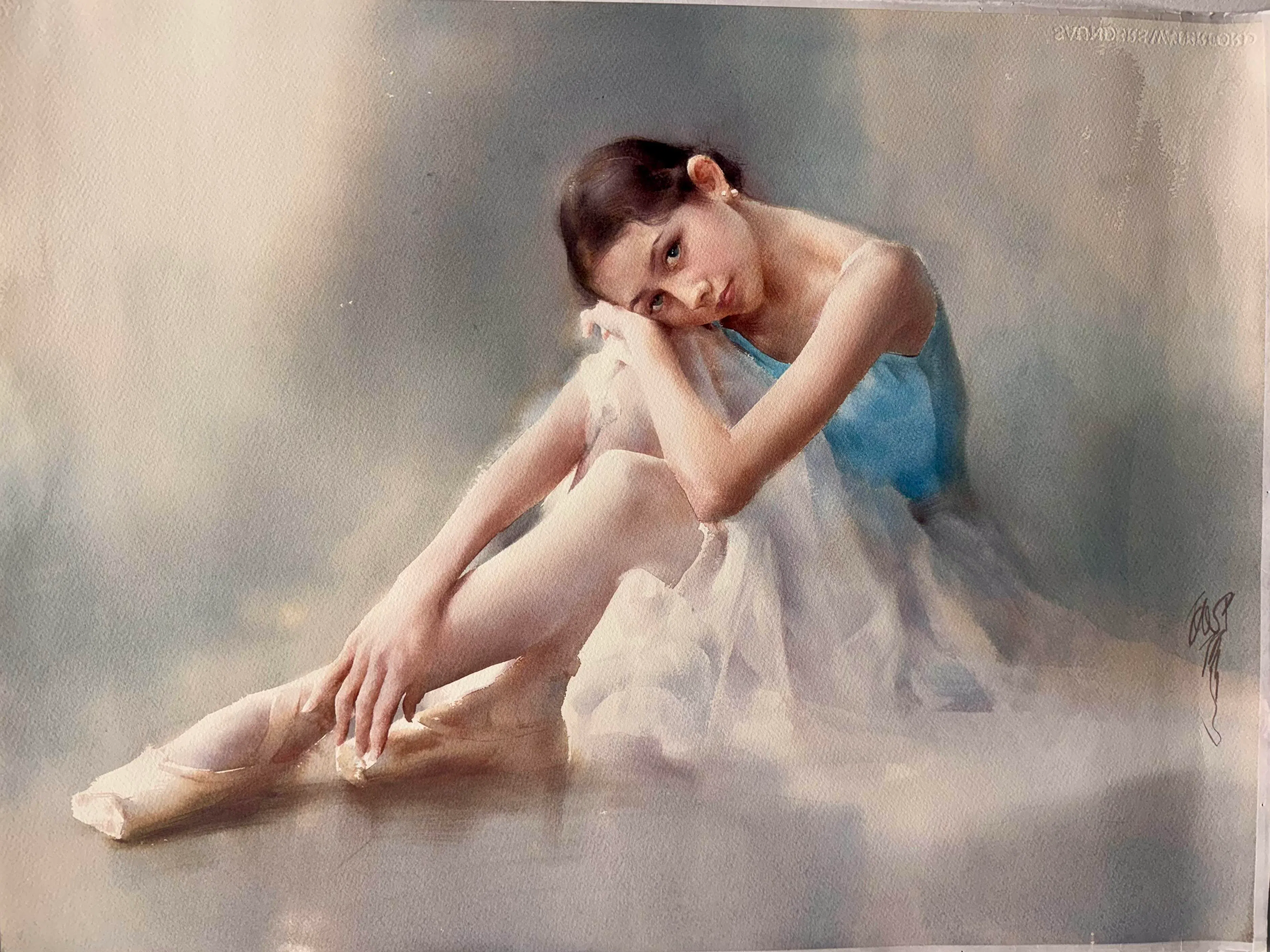 柳毅水彩画《芭蕾少女》。（新加坡水彩画会提供）