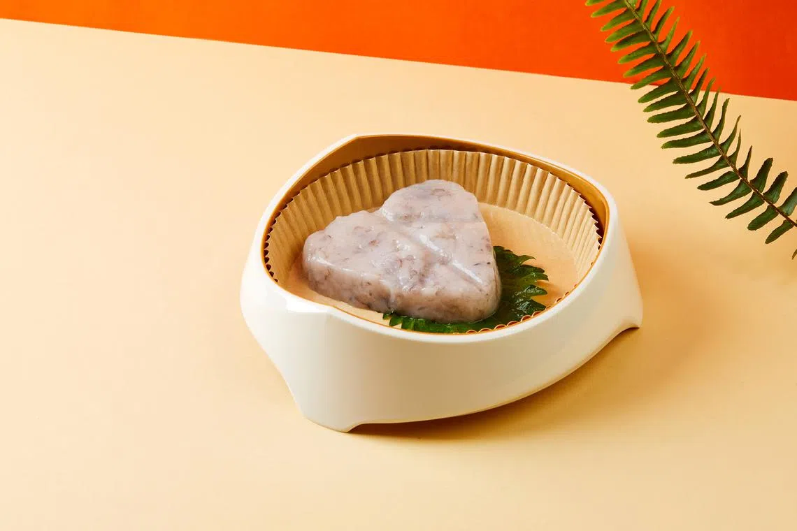 黑虎虾滑以模子印成爱心。（餐馆提供）