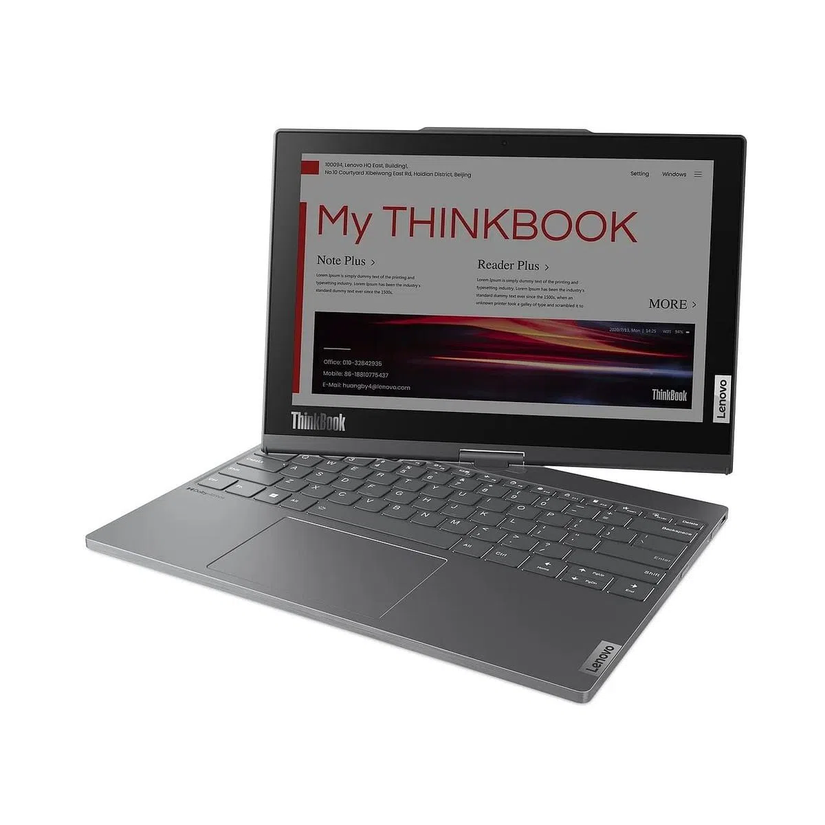 ThinkBook Plus Twist屏幕可在中央转轴做180度旋转，提供多场景使用体验。（厂商提供）