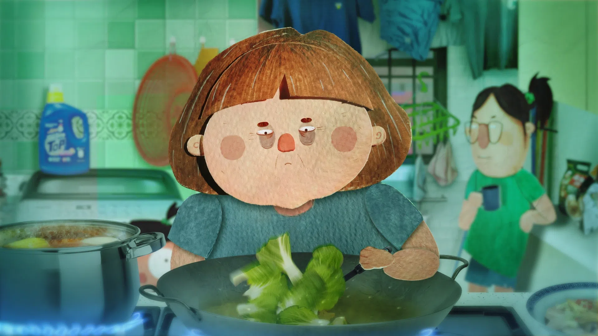 杨雁雁在短片中声演因操劳过度而病倒的妈妈。（Momo Film Co提供）