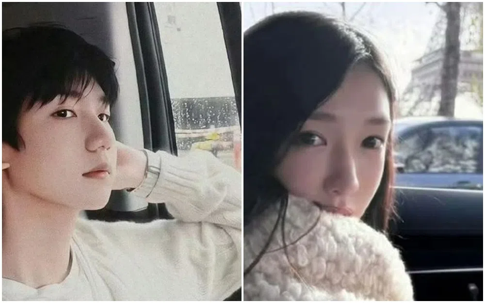 王源及李恩童被网民挖出上传同款的车窗照。（互联网）