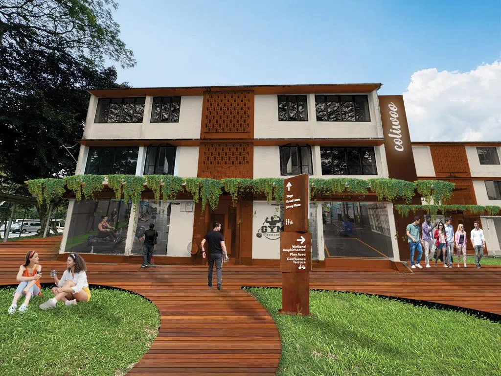 贤能集团提供的构想图勾画前武吉知马消防局未来的多用途环保空间，融合生活、社交和娱乐活动。（贤能集团提供）