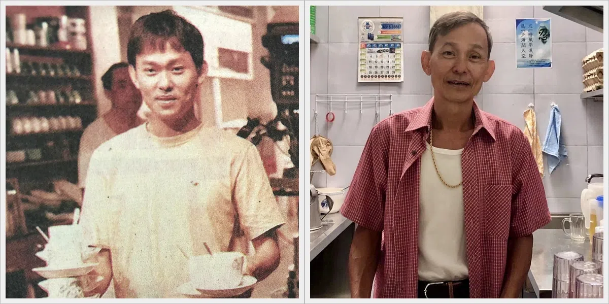 段伟明1980年代凭《芝麻绿豆》的咖啡仔阿财角色（左图）成名，38年后凭“128 Circle”的咖啡叔Uncle Larry角色（右图）获得第一个演艺奖项。（档案照）