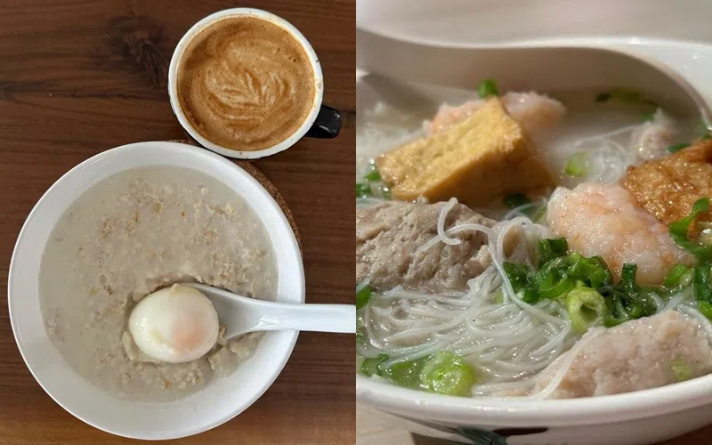 郭蕙琪医生的早餐简单但有营养（左图）；在外用午餐的话，一般是选择酿豆腐米粉汤（右图）。（受访者提供）