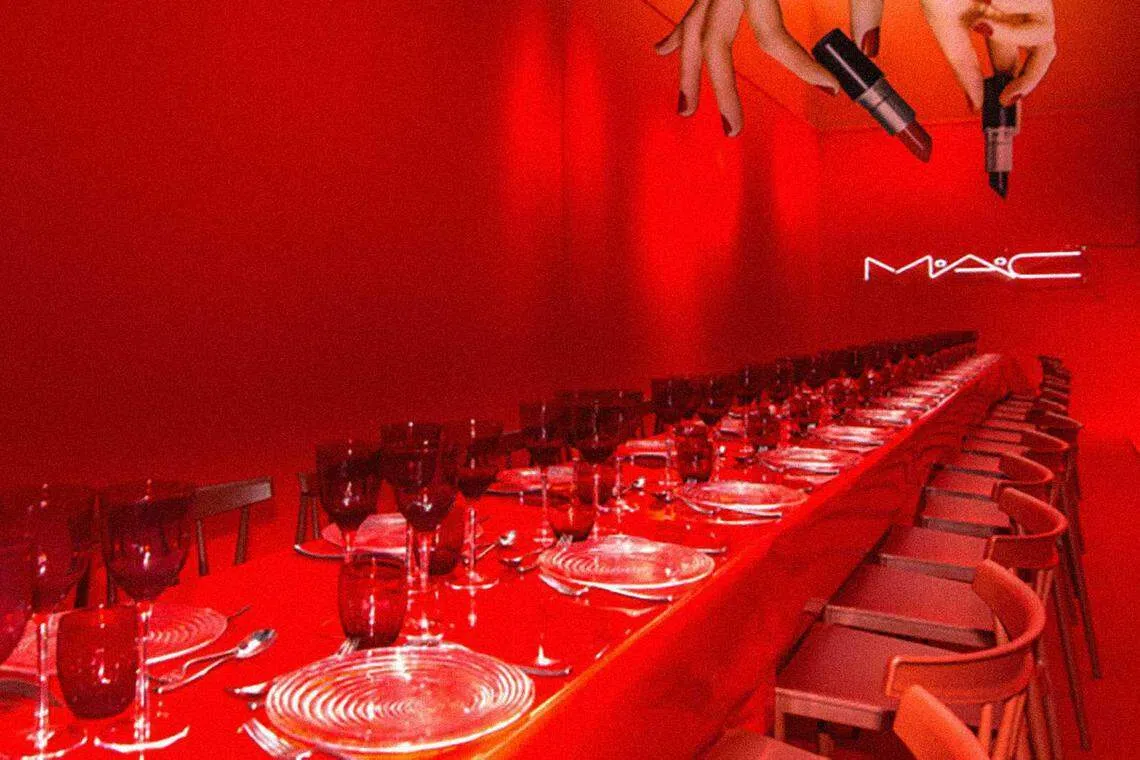 苏微理为品牌口红设计的产品媒体发布会。（受访者提供）