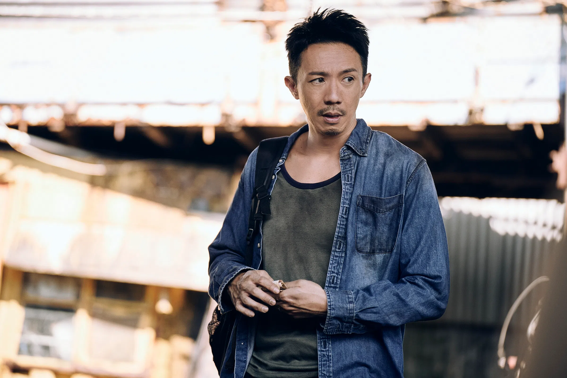 张继聪平时勤健身，没被片中的追打场面难倒。                            （邵氏机构提供）