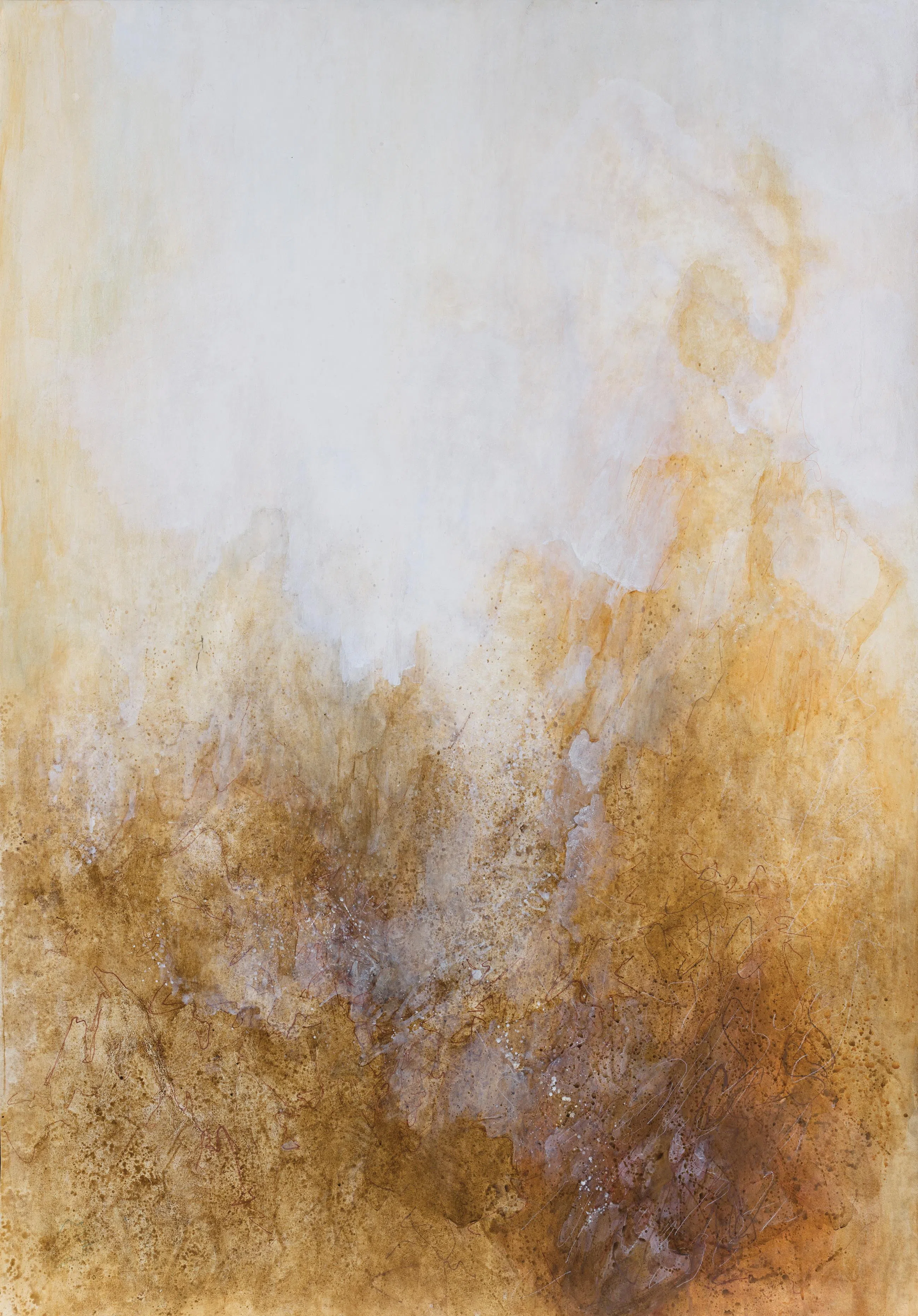 画家、舞蹈家、音乐家谢景兰综合媒材纸本《雾气升腾》（局部，1991-1992）。（季丰轩提供）