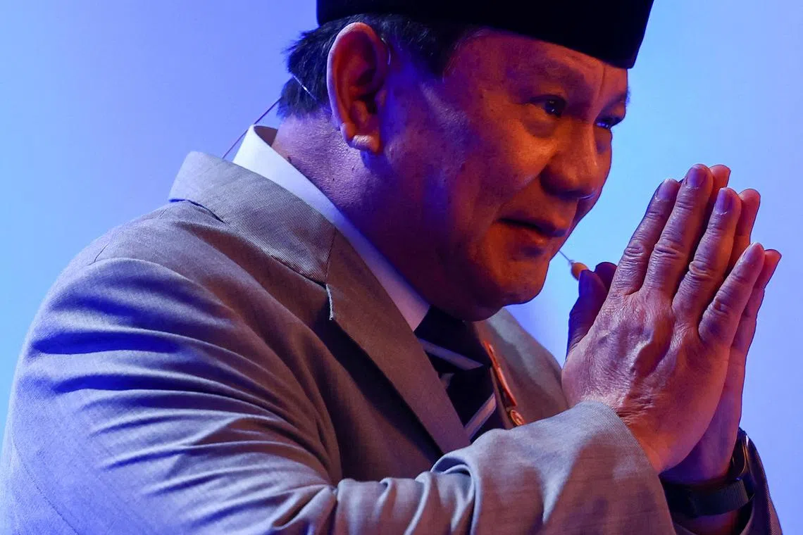 2024年印尼候任总统普拉博沃在新加坡参加香格里拉峰会。（路透社）