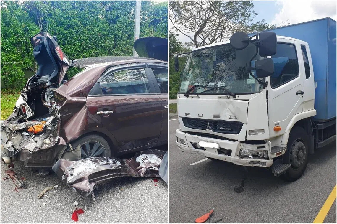 一名39岁罗厘驾驶在罗尼大道行驶时撞上一辆停下的故障汽车。故障汽车驾驶员当时正在打开后备箱，被撞后蒙受重伤，包括颅骨、面部、脊椎、肋骨和脚部骨折，且脑部和肾脏受损，左肾也永久损伤。（新加坡警察部队提供）