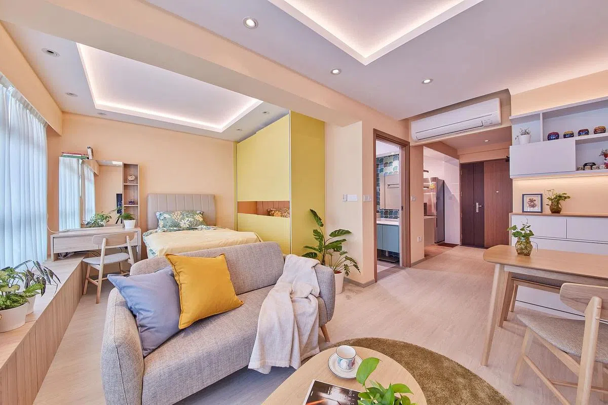 屋里三大主要生活区，即客厅、卧室与用餐区一览无遗，材质与用色温润协调。（Free Space Intent提供图片）