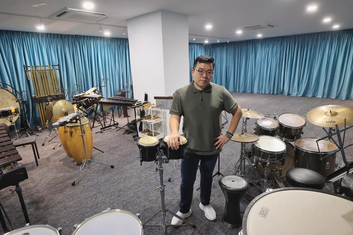郑逸杰开办的管乐学院也为本地乐团提供又一排练场所选择。（唐家鸿摄）