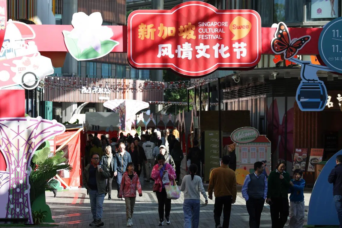 中新苏州工业园区庆祝开发建设30周年。图为星期六（11月24日）在园区圆融天幕西街举办的新加坡风情文化节。（蔡家增摄）