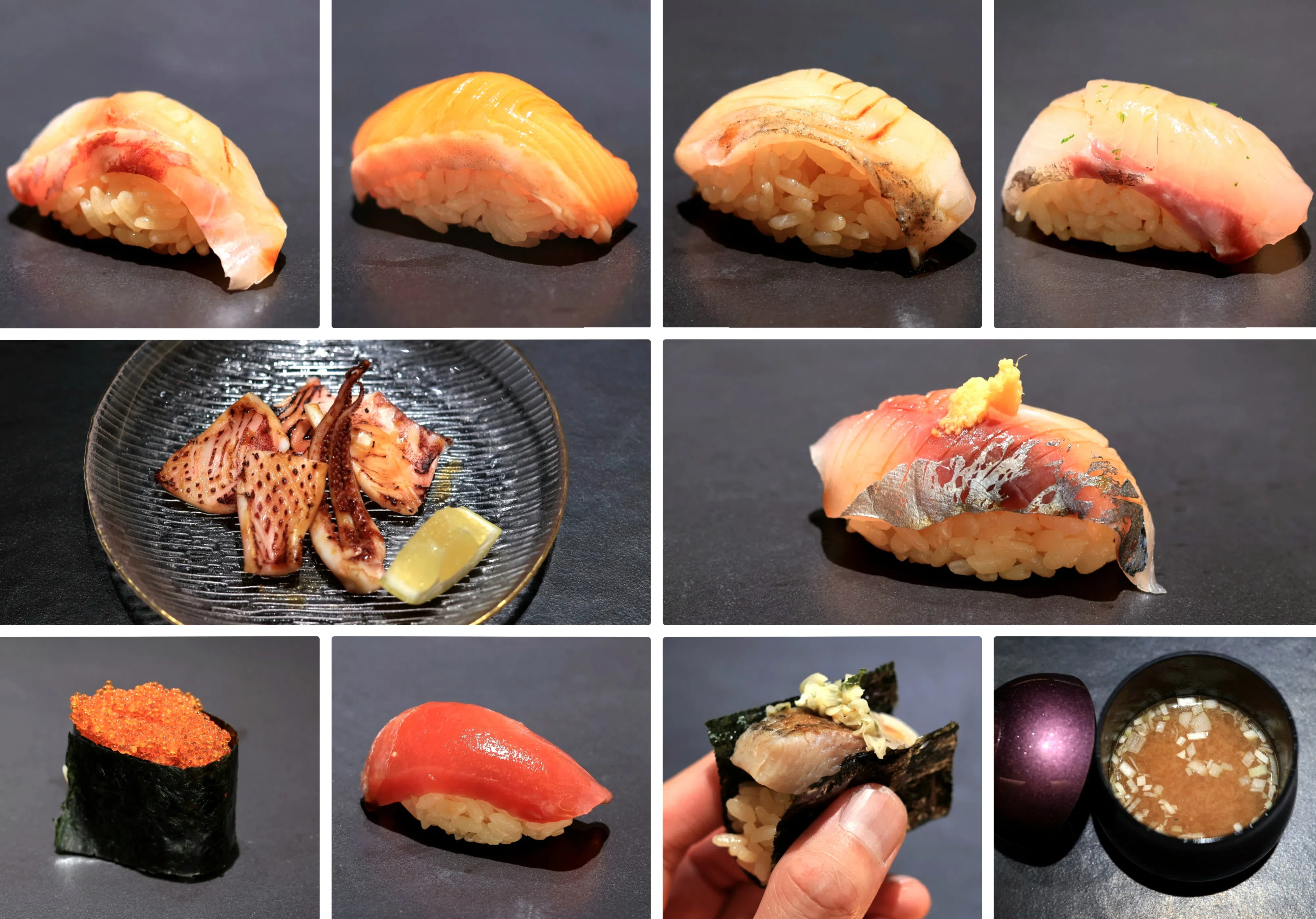 Sushi to Sumi的“厨师发办”午餐从$38++起，包括八个寿司、一份烤食和味噌汤。（龙国雄摄）
