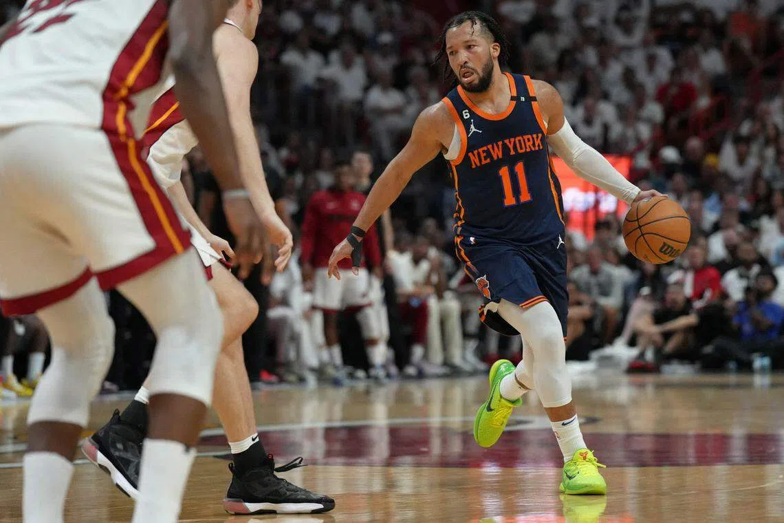 尼克斯控卫布伦森此役空砍41分。（路透社）