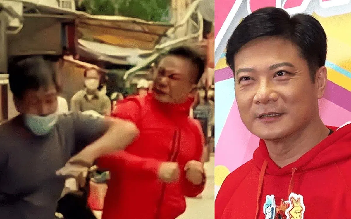 有网民认为，左图的红衣男貌似钱嘉乐（右图，互联网）。（视频截图）