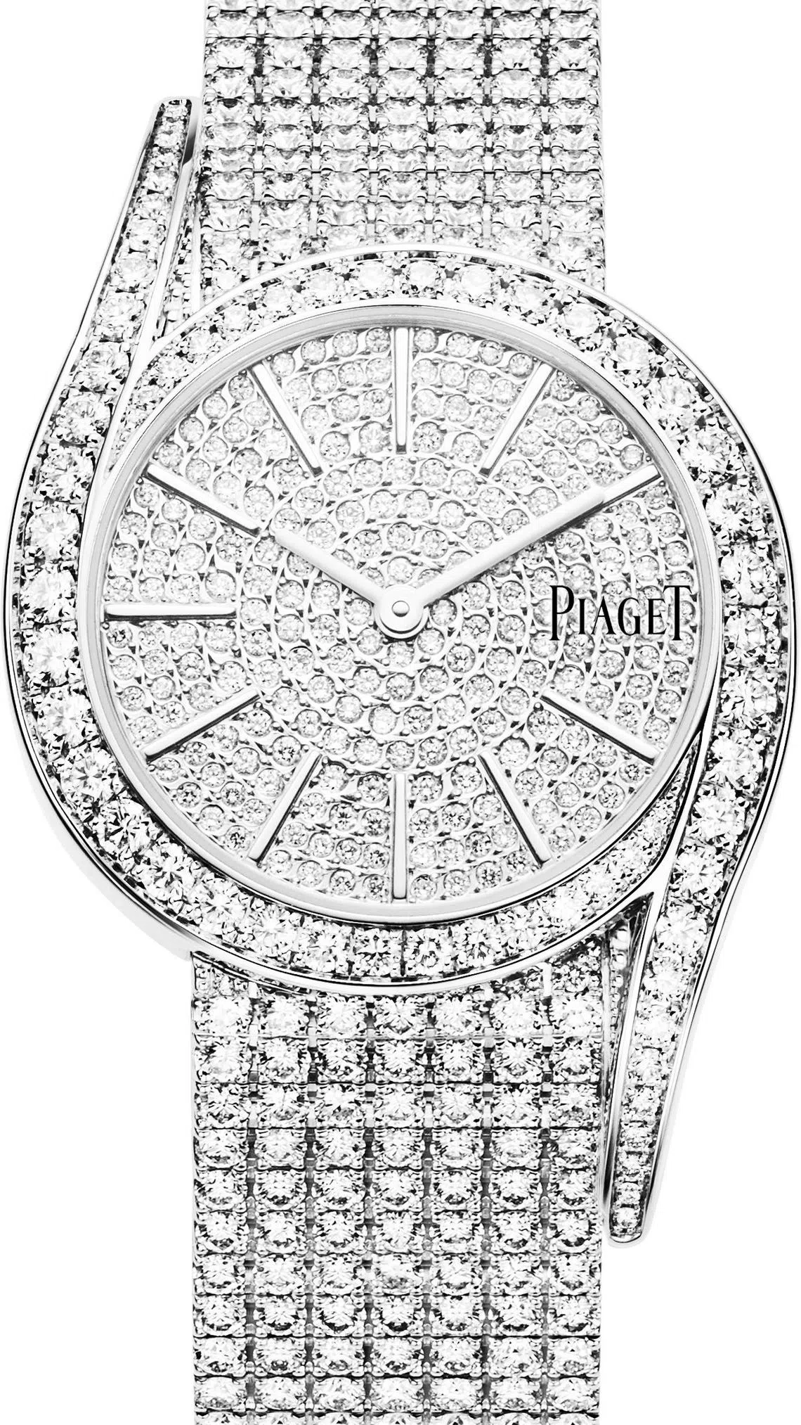 伯爵Limelight Gala共有741颗圆形明亮式切割白色钻石，重19.27克拉，价格约35万元。（伯爵提供）