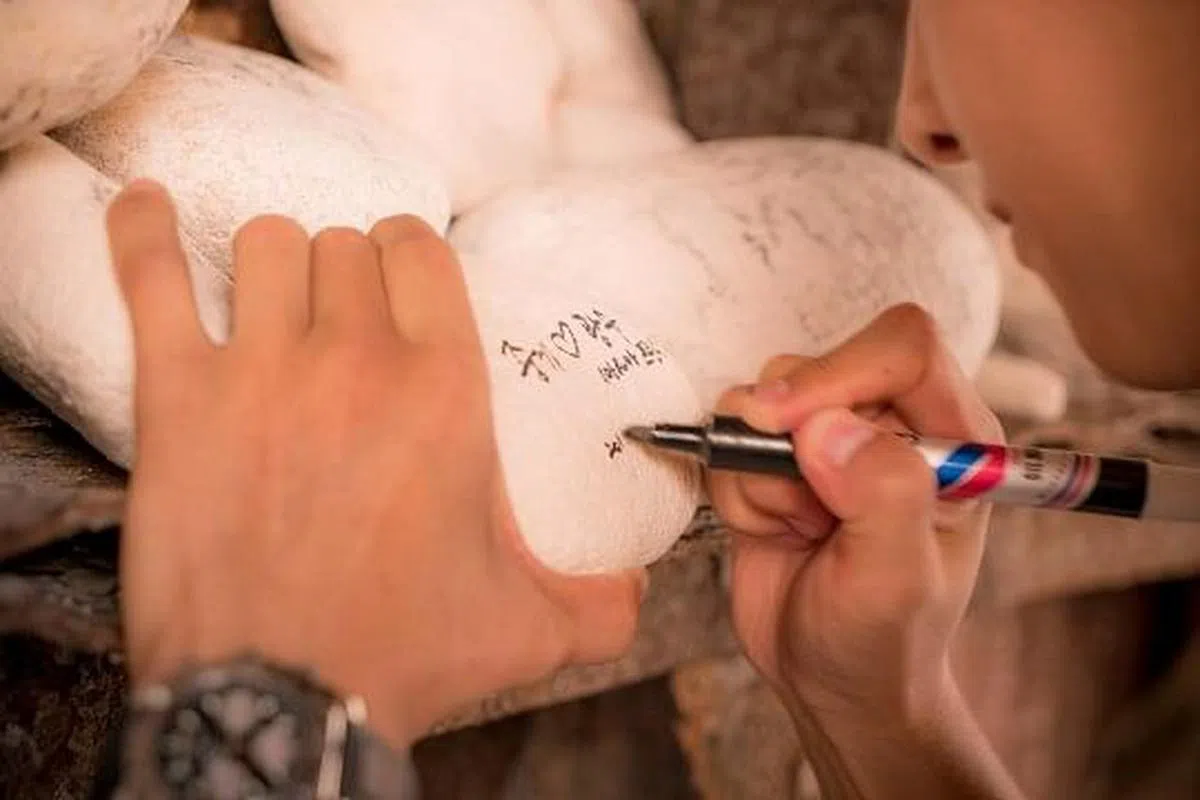 宋仲基为李光洙写“定情石”。（图/互联网） 