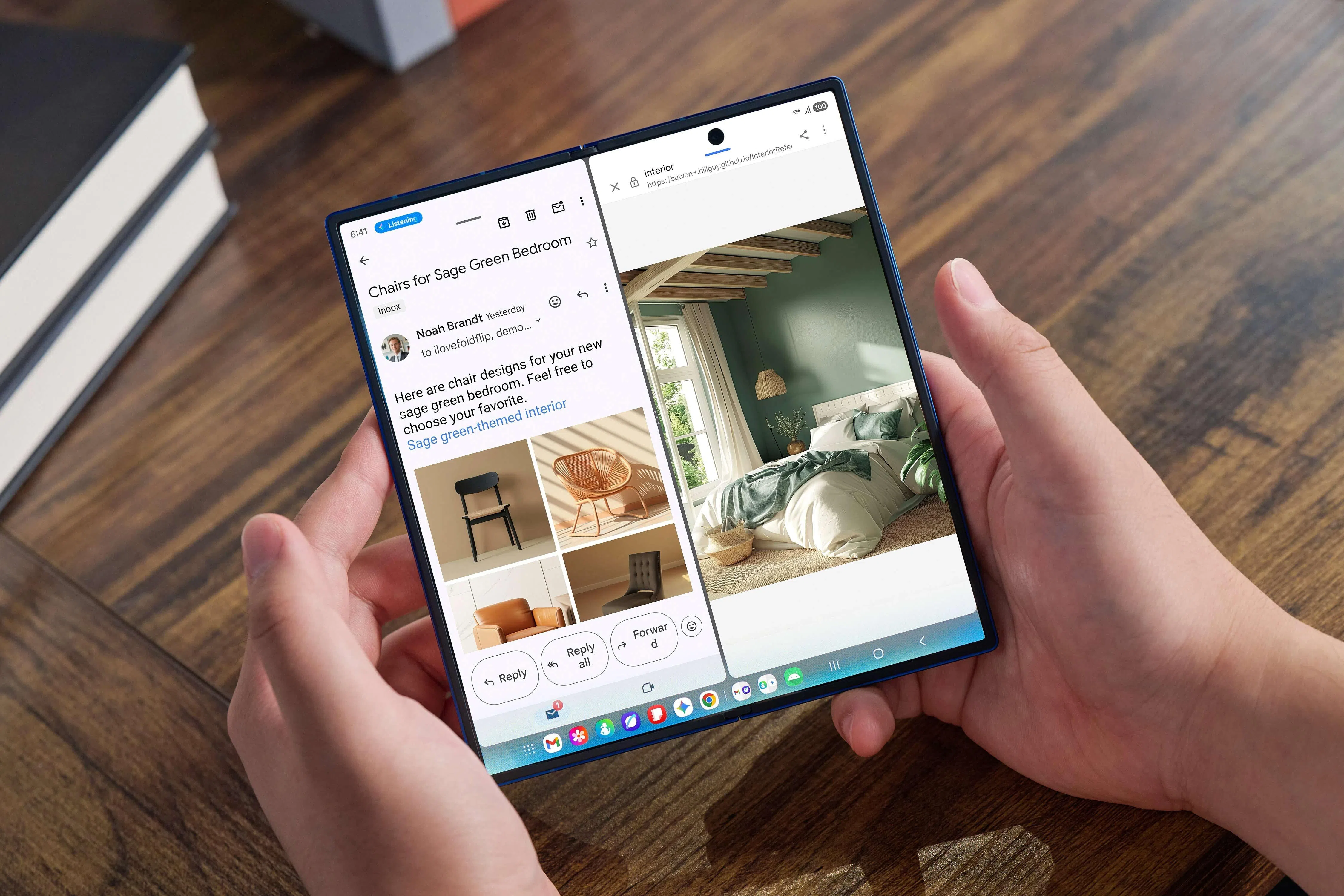 三星Galaxy Z Fold7屏幕几乎看不见折痕，色彩鲜艳饱满。（商家提供）