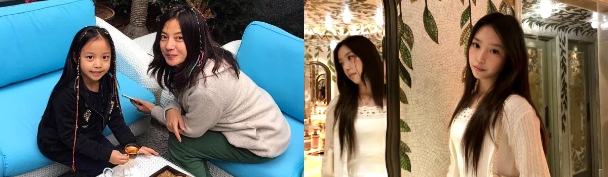 赵薇（左二）2010年诞下女儿“小四月”黄新，如今小四月已是亭亭玉立的少女。（取自微博、小四月IG）