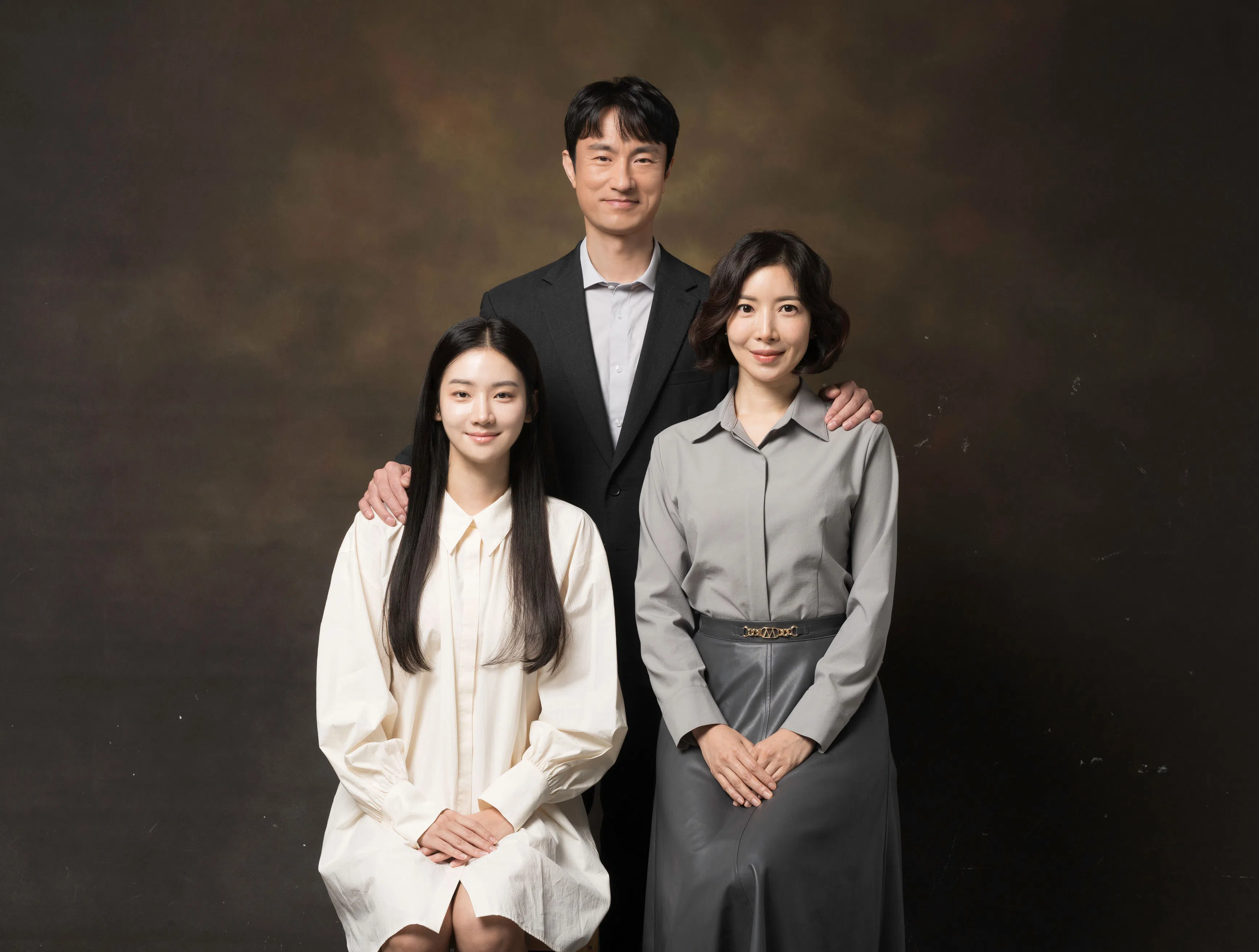 《完美的家族》由金炳哲（后）、尹世雅（前右）和朴柱炫主演。（Viu提供）