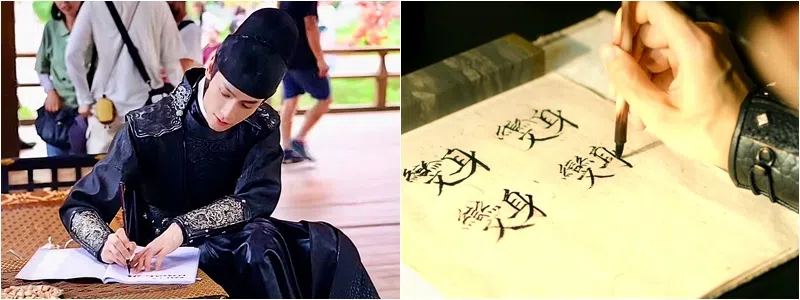 罗云熙出演的古装剧有需要写字的情节，他都会亲笔上阵，这次在《颜心记》不例外。（互联网）