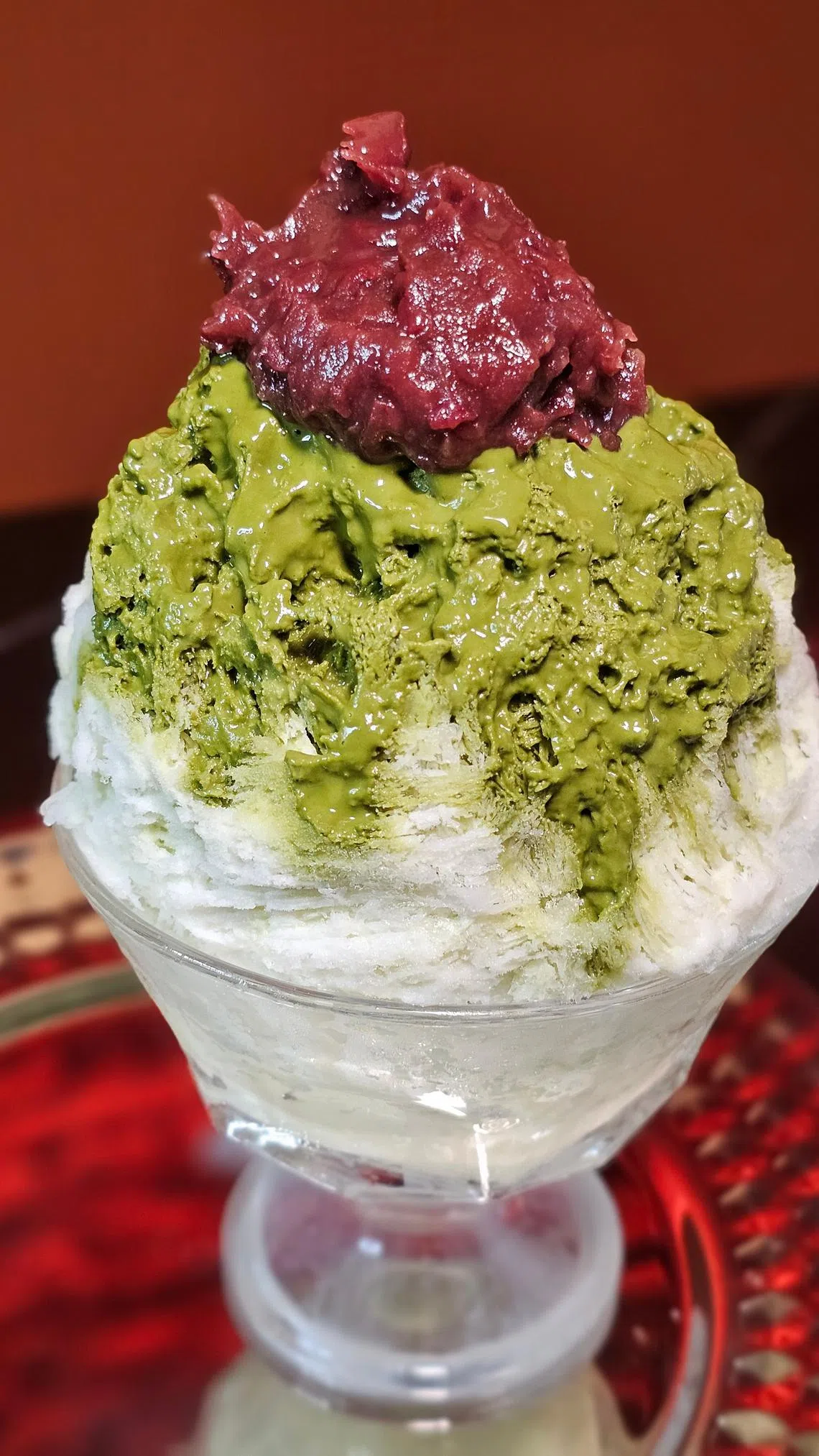 抹茶红豆刨冰，清凉消暑。（黄亿敏摄）