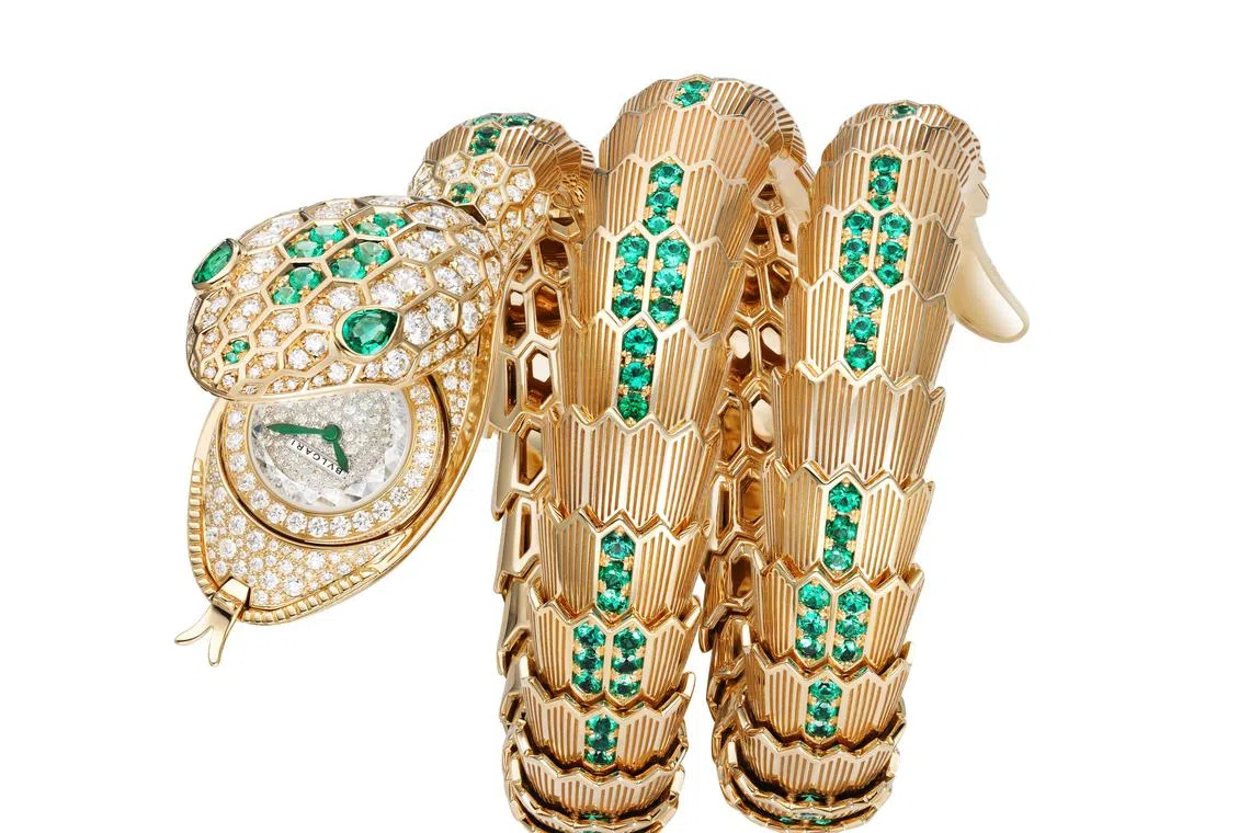 Serpenti Misteriosi腕表，灵感源自为传奇影后伊丽莎白·泰勒量身打造的第一枚Serpenti腕表。（宝格丽提供）