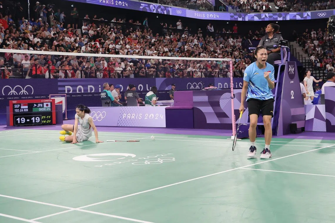 杨佳敏本仗取得良好开局，以21比11先胜一局。（谢智扬摄）