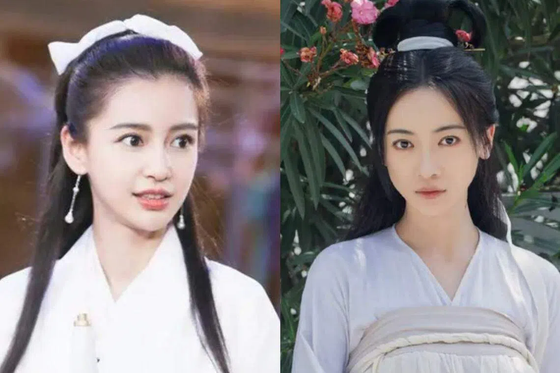 于正先后找过Angelababy（左）和吴谨言（右）演“小龙女”。（互联网）