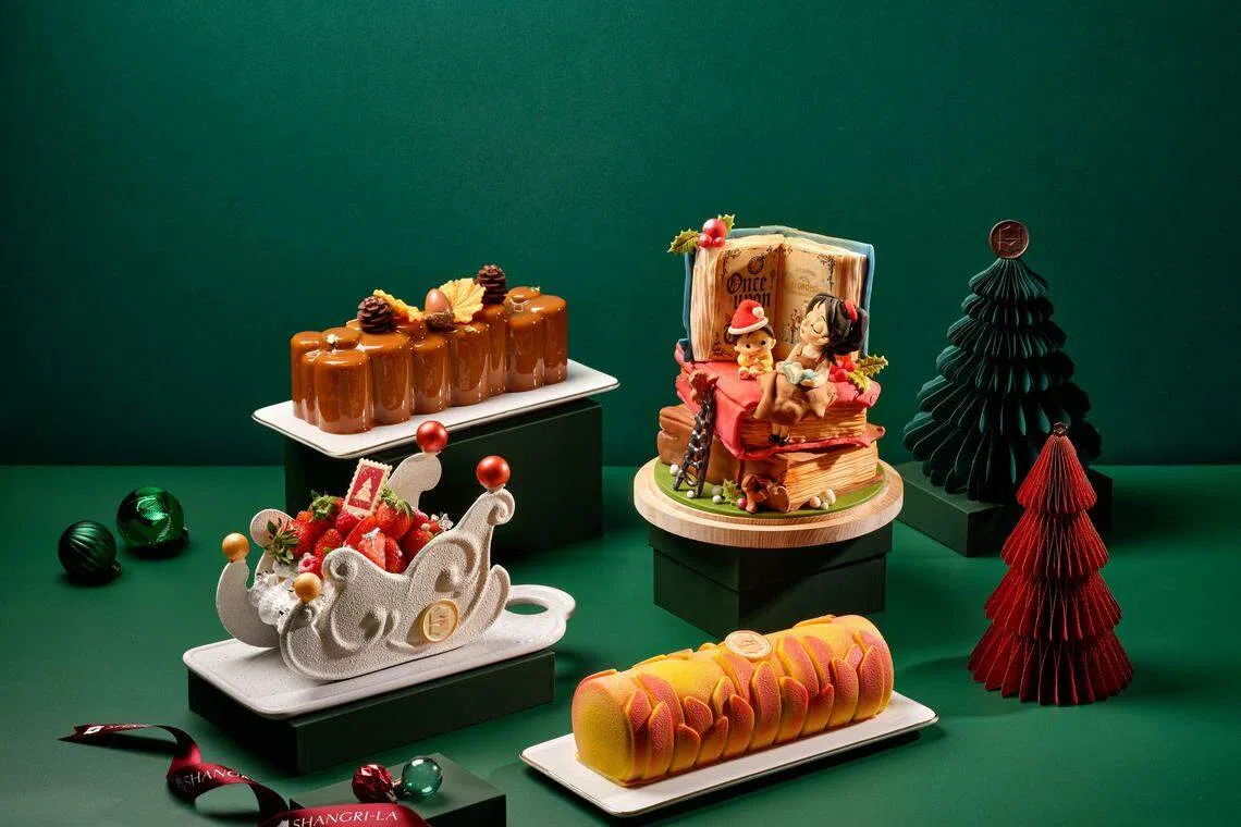 新加坡香格里拉酒店的各款圣诞节蛋糕。（酒店提供）