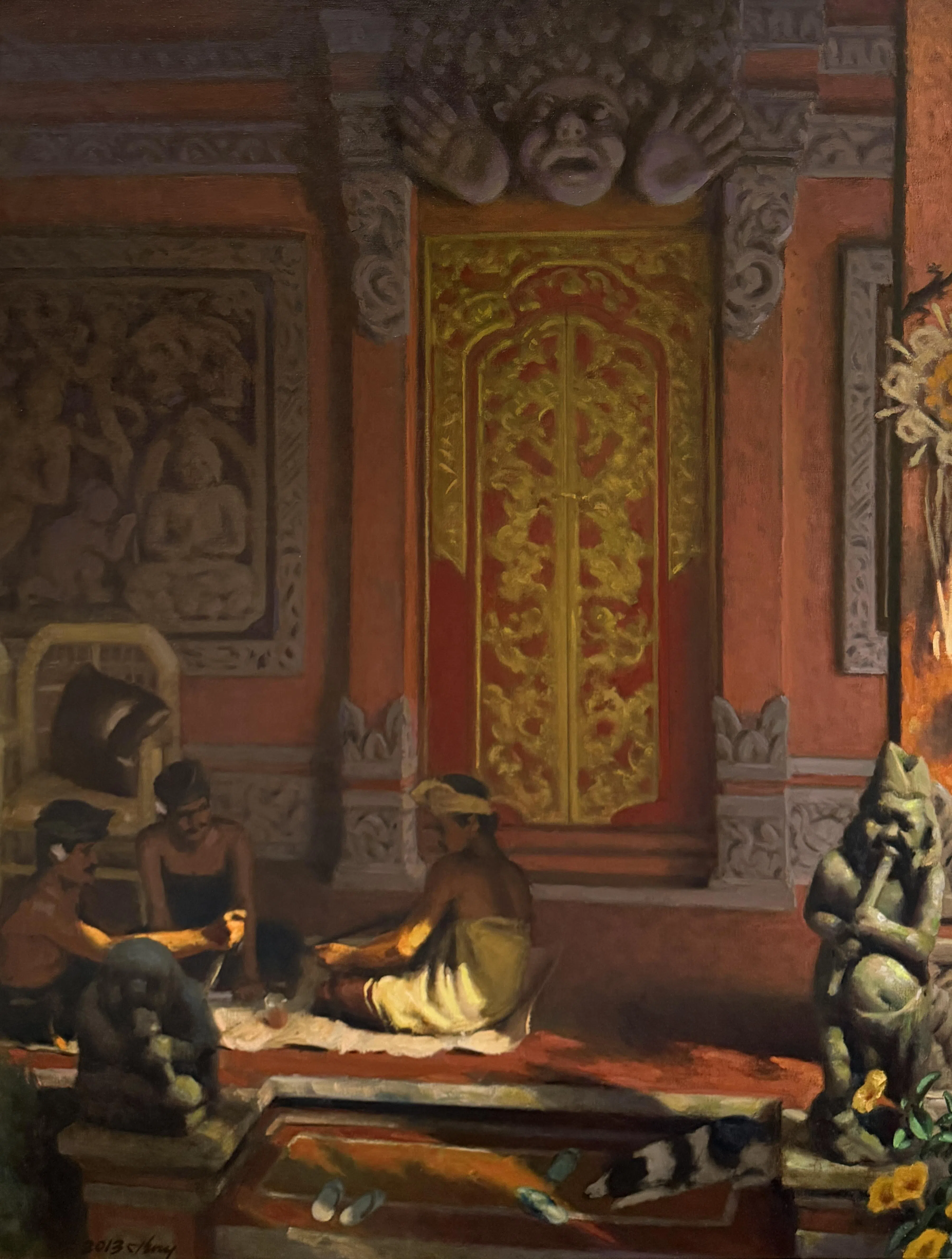 萧学民油画《三武士》（2013）。（海卉艺苑提供）