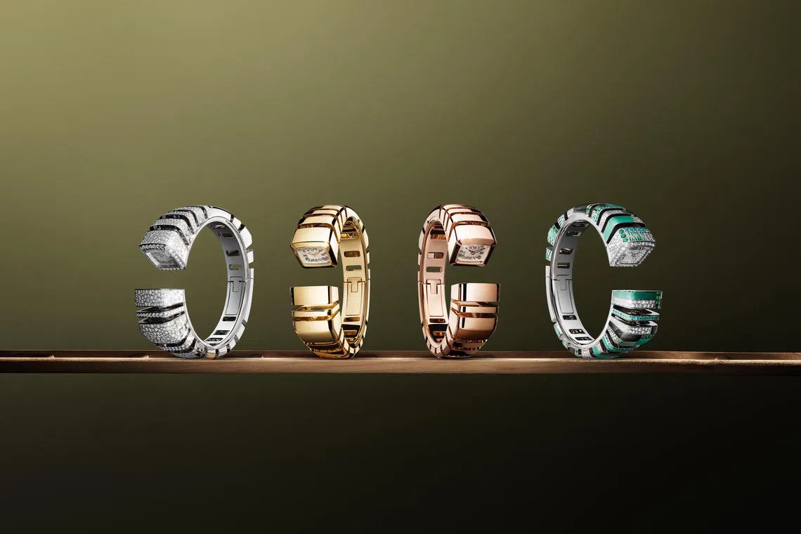 珠宝腕表Reflection de Cartier的造型，结合了手镯与腕表元素。（卡地亚提供）