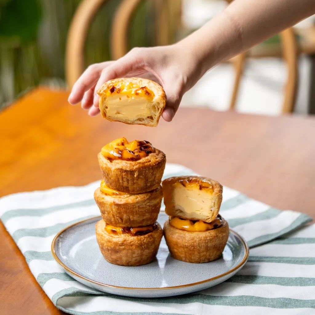 福气阳光蛋挞不仅是众多食客的必点单品，也是最受欢迎的外带小吃。（图/福气安康提供）