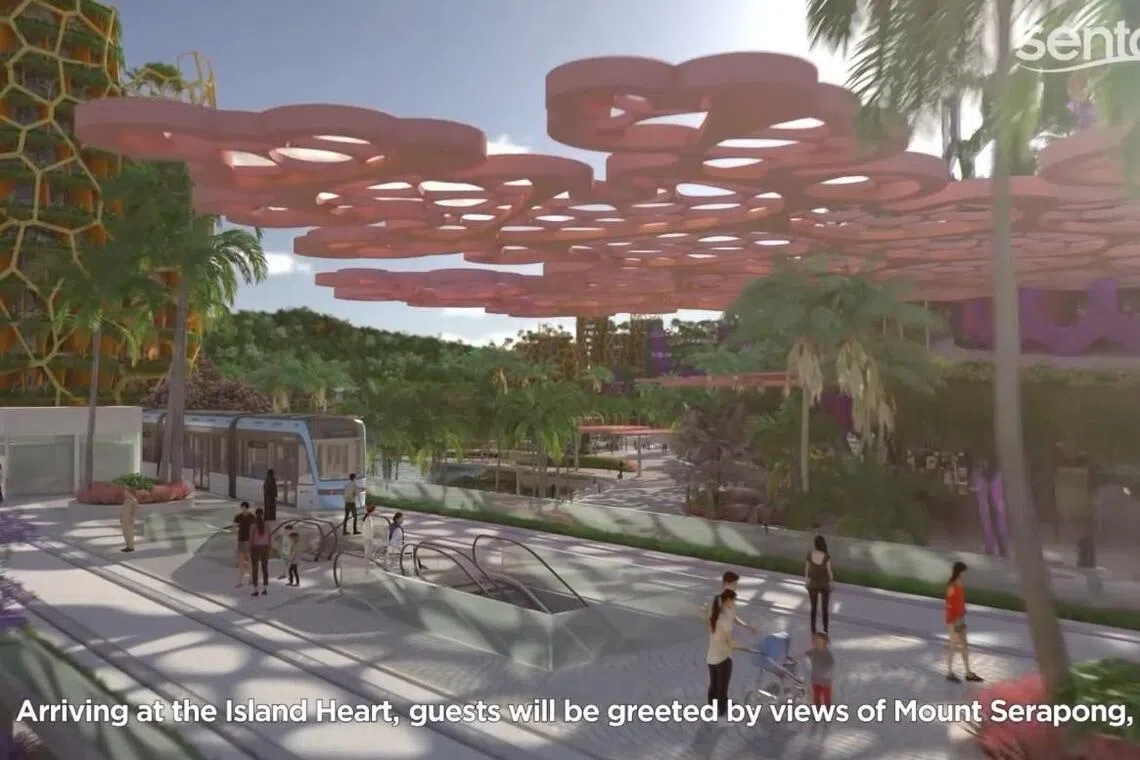 六年前配合圣淘沙总体规划发布的视频显示，圣淘沙实拉蓬山附近的景点出现类似圣淘沙捷运的单轨列车站，但视频未具体说明布拉尼岛至本岛的交通选项。（圣淘沙总体规划视频截图）