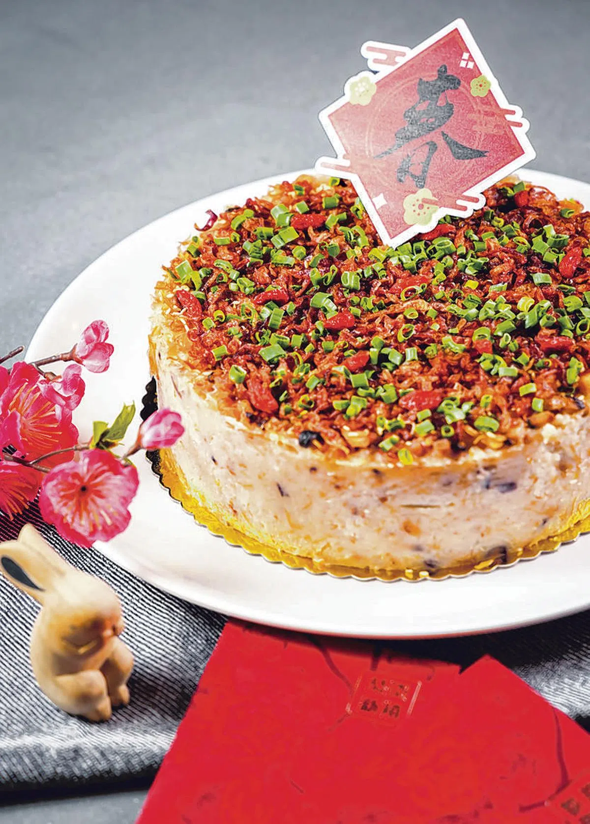 步步高升萝卜糕，以干贝丝代替腊肠与腊肉，美味不减。