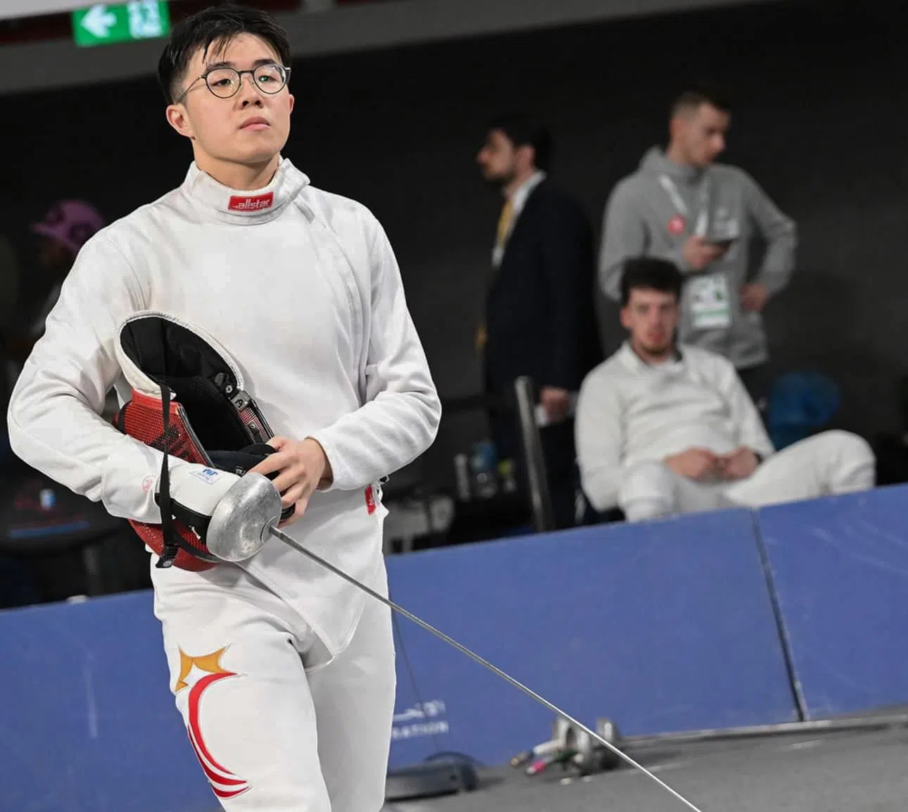 潘绪哲在今年的男子击剑世界杯卡塔尔站团体赛中，成功从小组出线。（受访者提供）