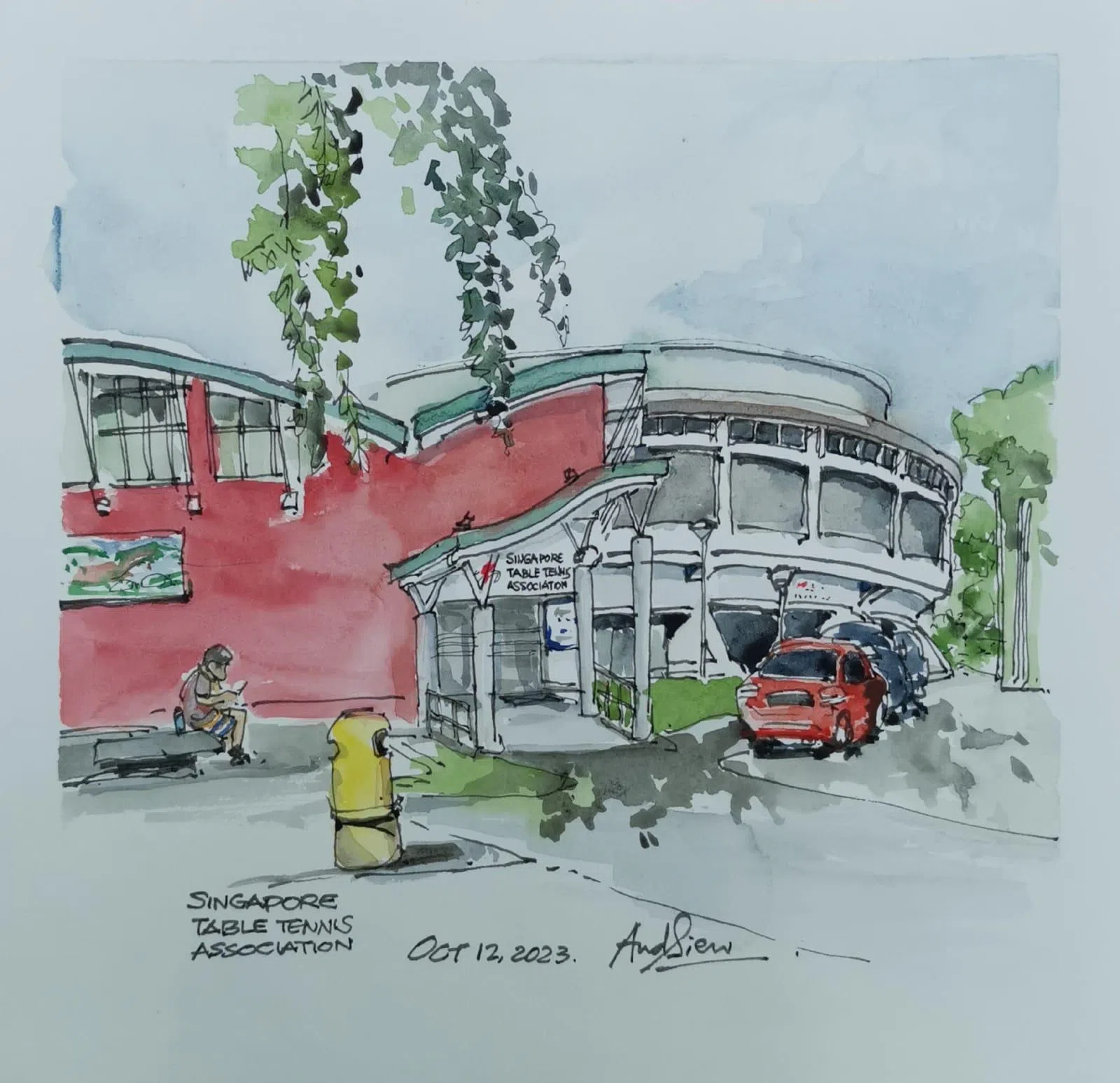 图为乒总大楼的素描。（新加坡乒乓球总会提供）