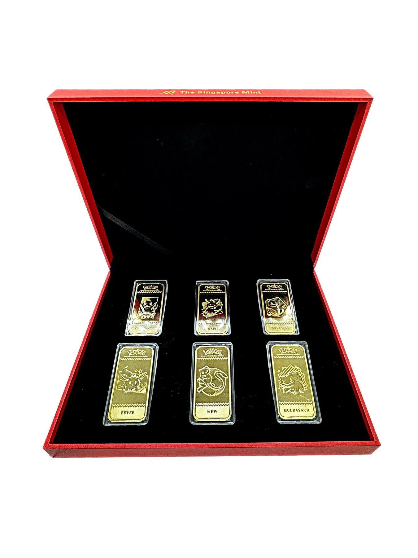 造币厂将在下月，通过平价霸级超市推出一套宝可梦（Pokemon）六合一24K镀金条礼盒。（新加坡造币厂提供）