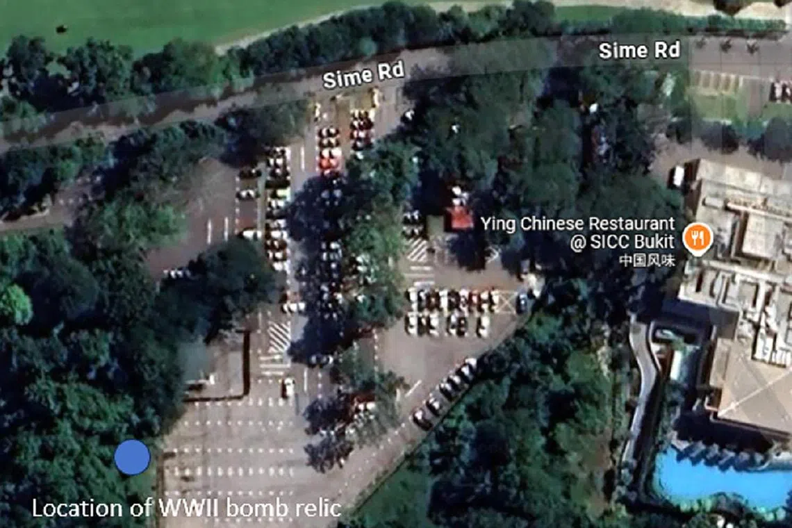 岌巴俱乐部星期五（22日）答复《联合早报》询问时说，炸弹是在靠近自然保护区的俱乐部停车场旁的草丛被发现。（岌巴俱乐部提供）