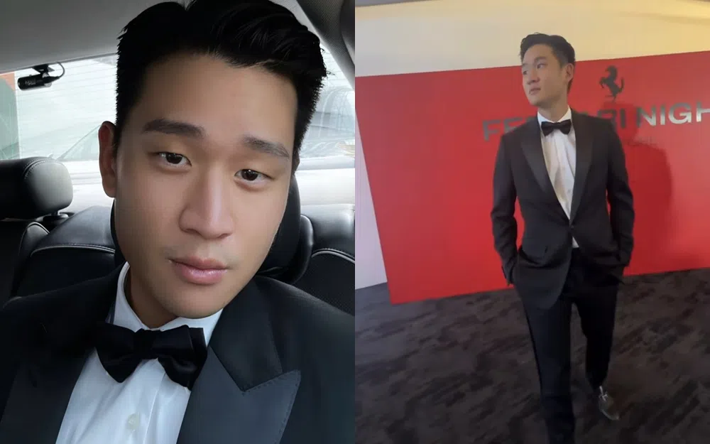 周兴哲盛装出席在滨海湾花园举行的法拉利晚会。（取自周兴哲IG）