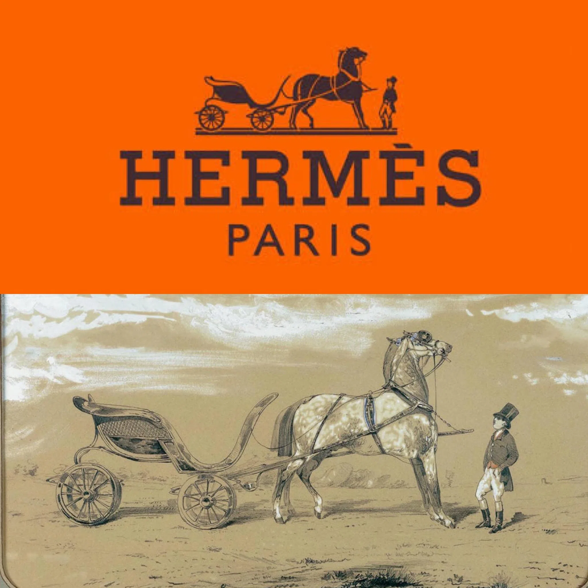 爱马仕商标灵感来自画家阿尔弗雷德·德鲁（Alfred de Dreux）的画作《四轮马车与马童》。（爱马仕图片）
