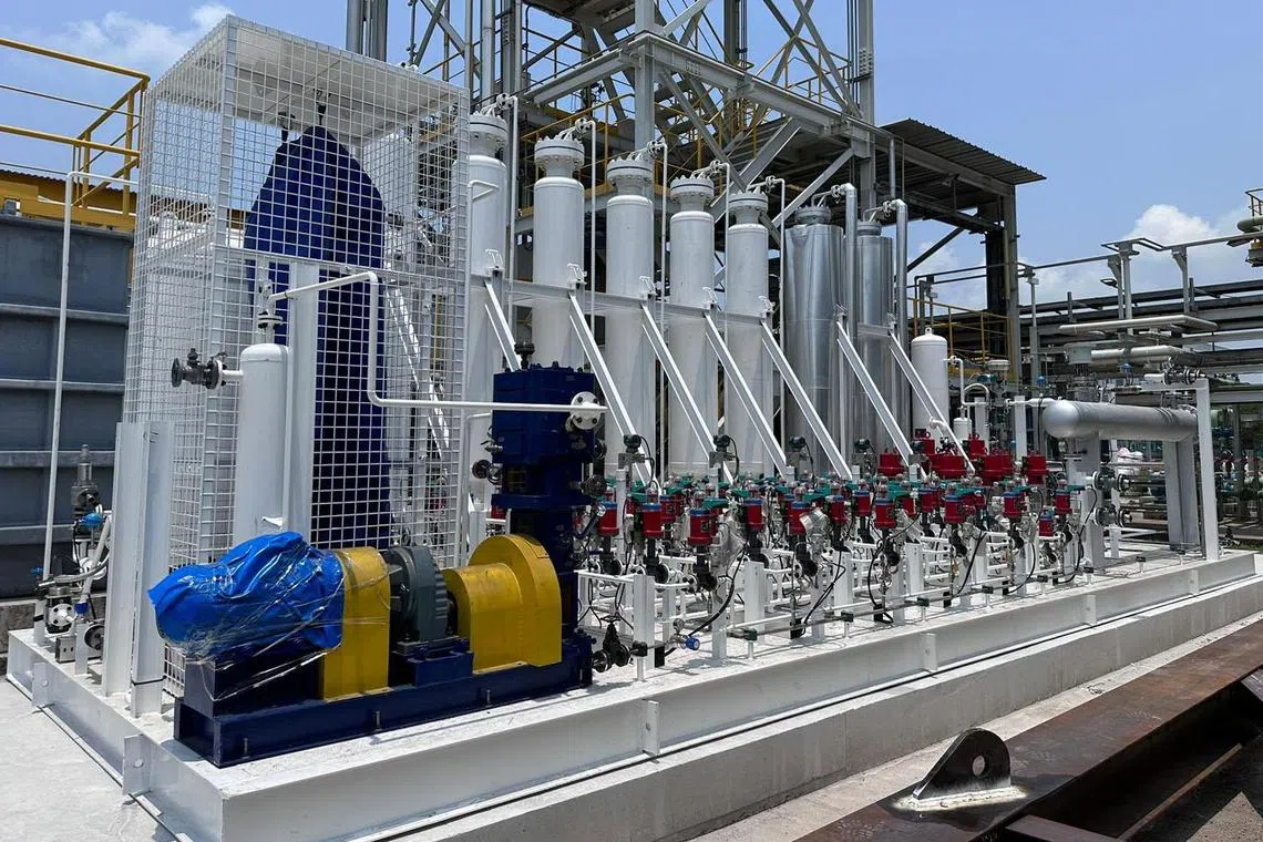 新加坡国立大学研究团队在大士南研究一项二氧化碳捕集装置，目前已进入试验阶段。（国大设计与工程学院提供）