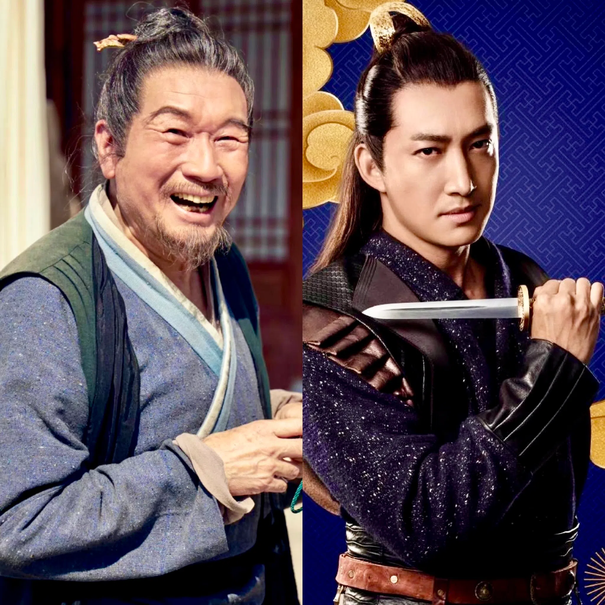 孙皓说，老金头（左）的篇幅不多，但这个角色要起到和第一季滕梓荆（右）之死的作用。（取自庆余年官微）
