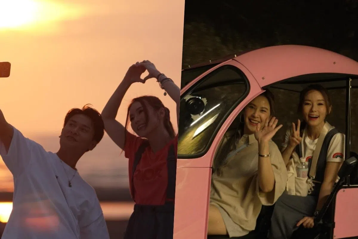 林湘萍回到台湾与王振复（左图左）及黄小柔（右图左）相聚。（新传媒提供）