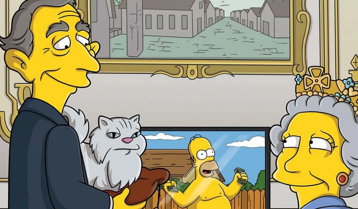 《辛普森一家》的英女王变成“黄皮肤”。（互联网）
