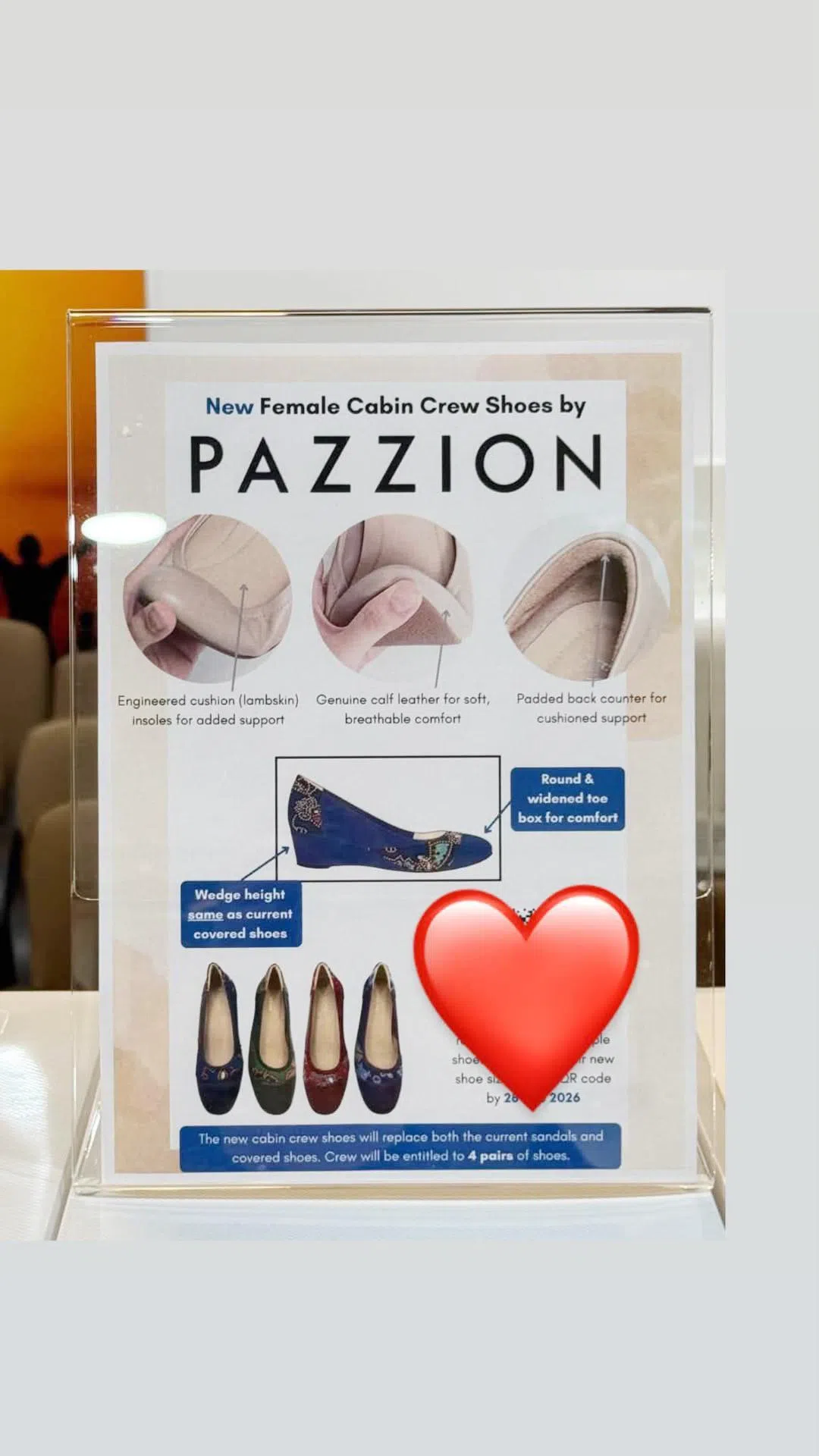新款鞋子由新航与本地鞋履品牌PAZZION联合设计。（社交媒体截图）