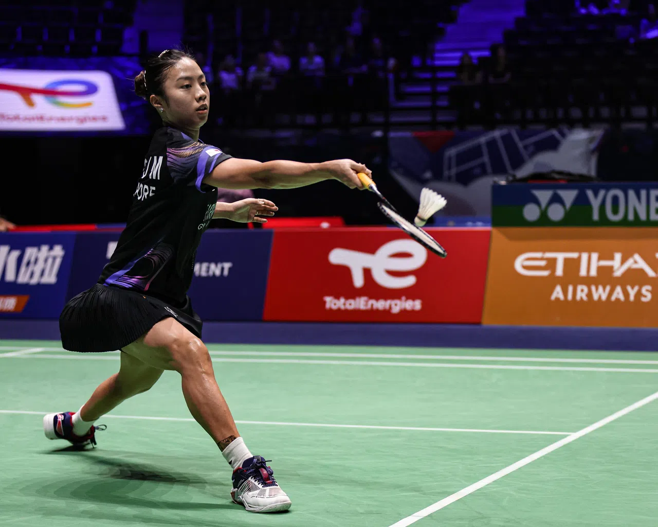 杨佳敏在比赛中发挥不出速度，两局落败。（BADMINTONPHOTO提供）