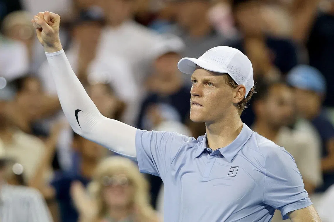 意大利首号种子辛纳两盘力挫加拿大选手迪亚洛晋级。（法新社）