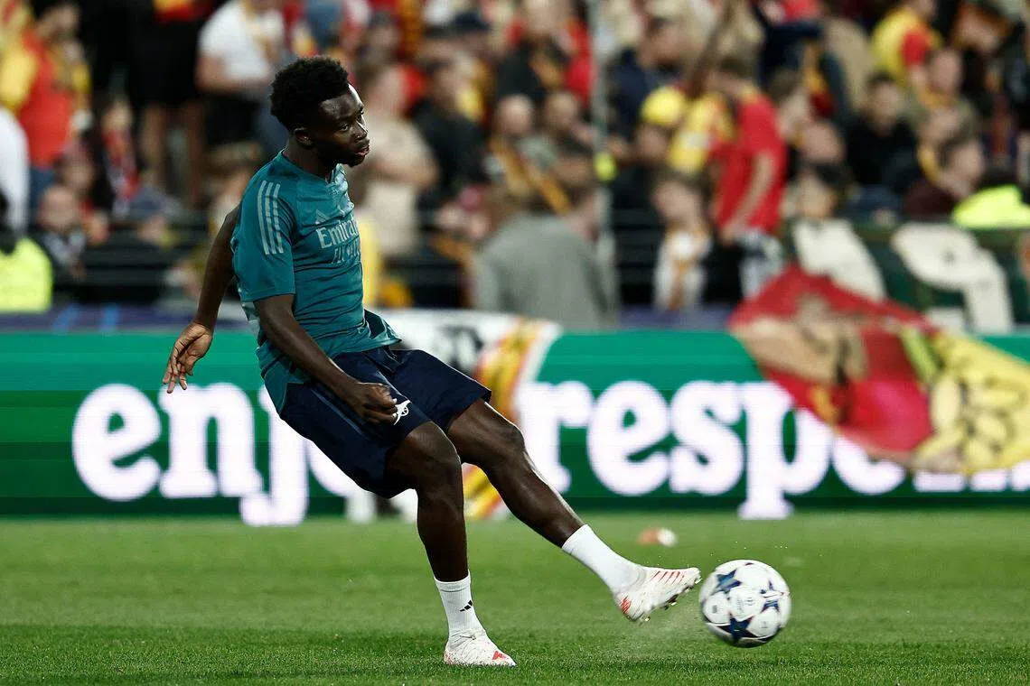 阿申纳的主力战将萨卡因为受伤，没有代表英格兰队出战欧锦外围赛。（法新社）