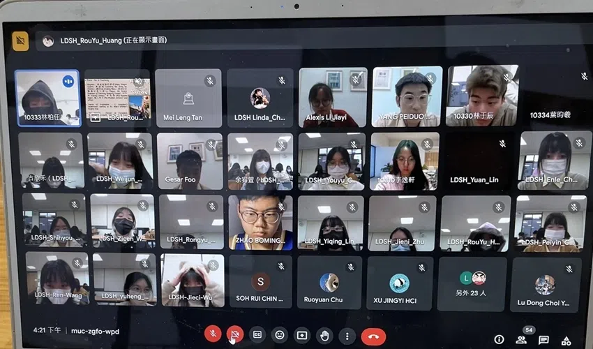 华中高中部与罗东高中召开首届线上饮食文学研讨会。（罗东高级中学提供）